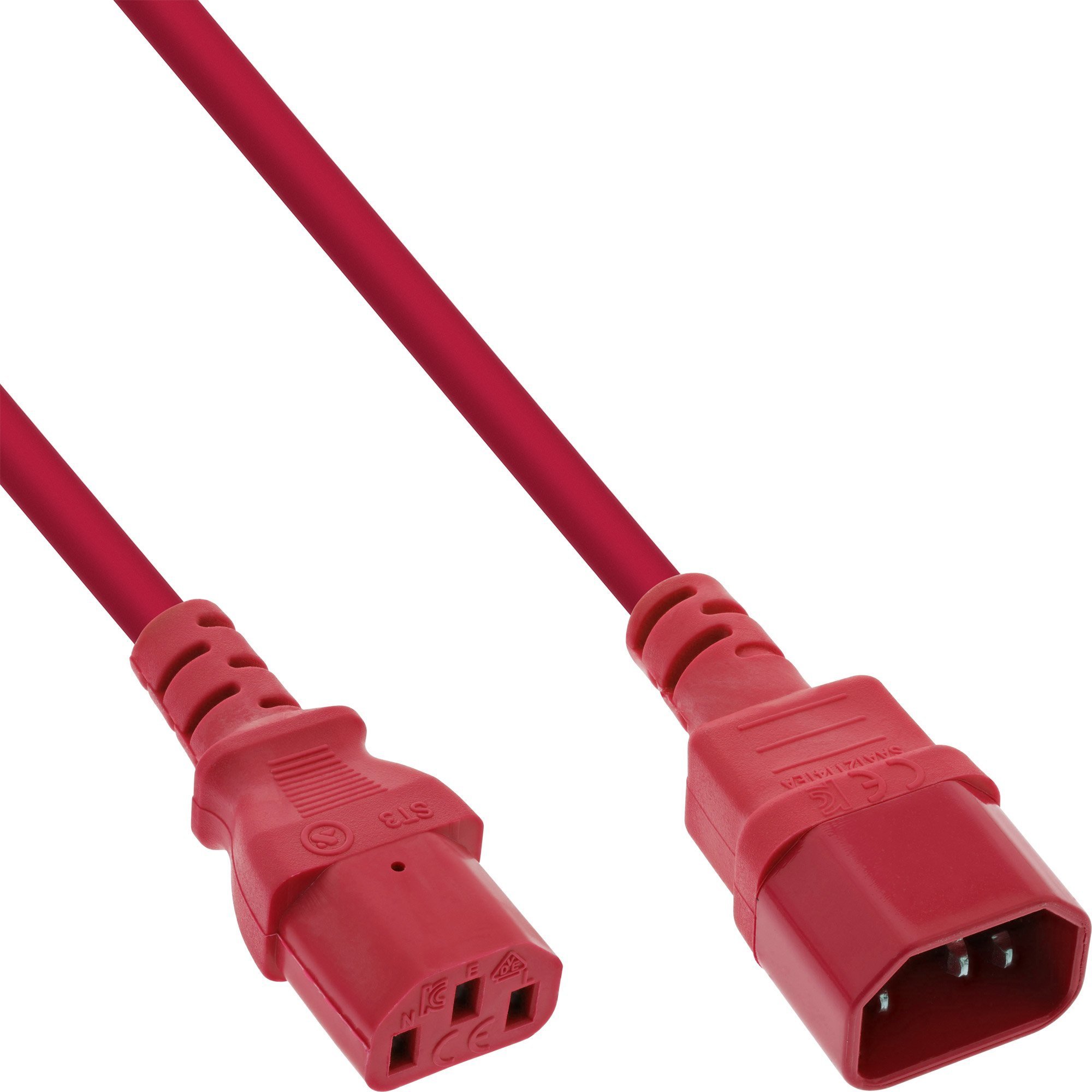 Kabel zasilający InLine InLine® Power cable extension, C13 to C14, red, 0.5m