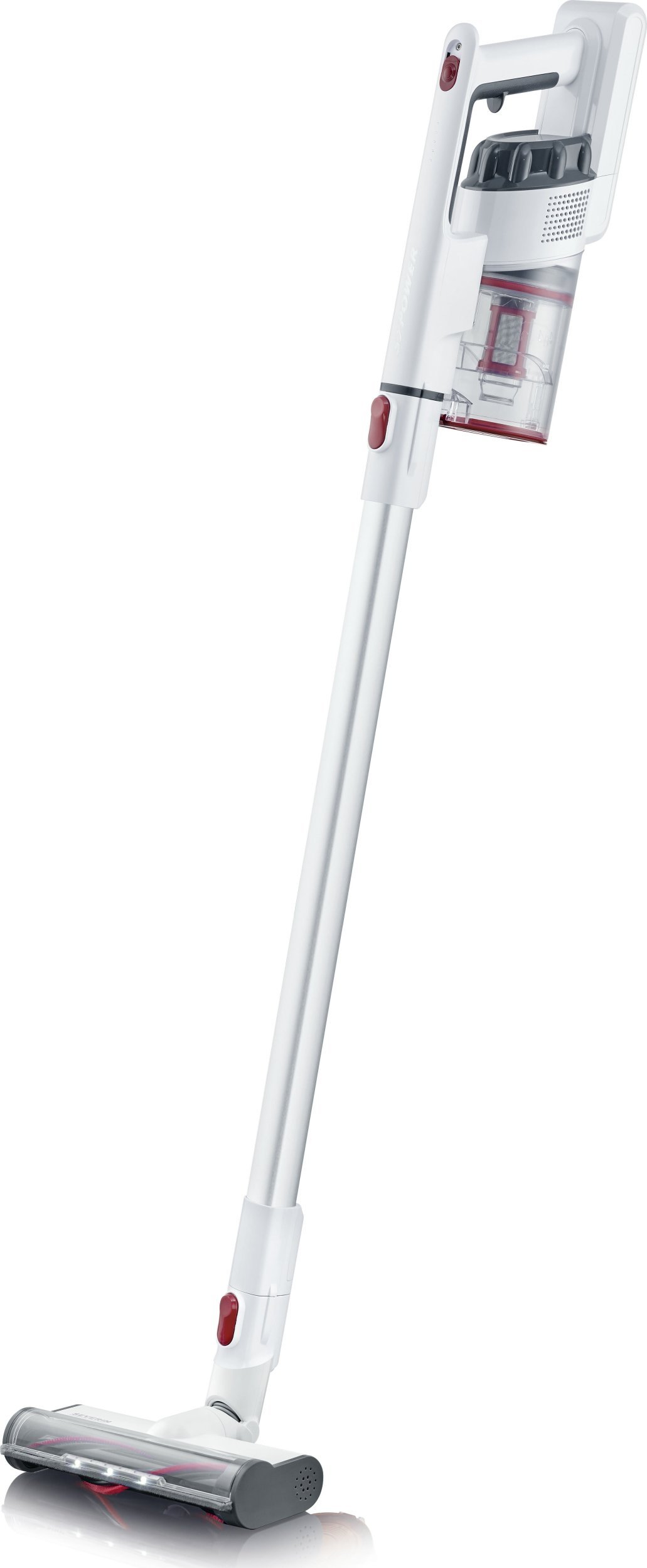 Severin Severin HV 7152 okurzacz na kiju/szczotka elektryczna Pionowy odkurzacz Bateria Suchy Worek na kurz 0,5 l 120 W Czerwony, Biały 2,2 Ah