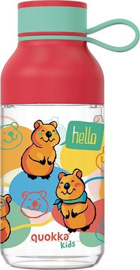 Quokka Quokka Ice Kids with strap - Butelka na wodę z tritanu 430 ml z paskiem (Happy Quokka)