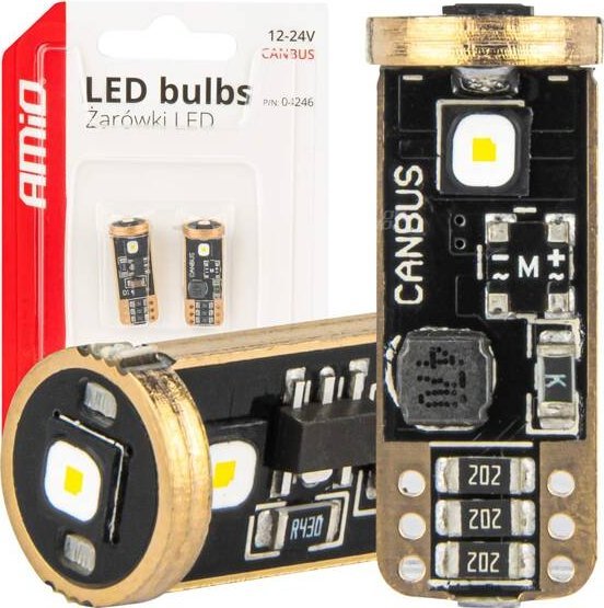 Żarówki LED CANBUS T10 W5W 3SMD 3838 White 12V 24V AMIO-04246