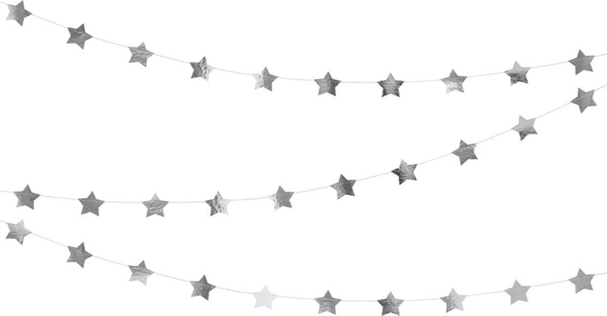 Party Deco Girlanda baner Gwiazdki srebrna - 360 cm - 1 szt. uniwersalny