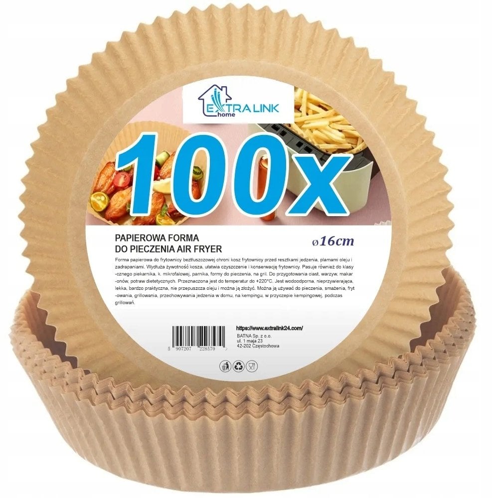ExtraLink Wkładki papierowe do frytkownicy okrągłe, 16cm, 100 pieces