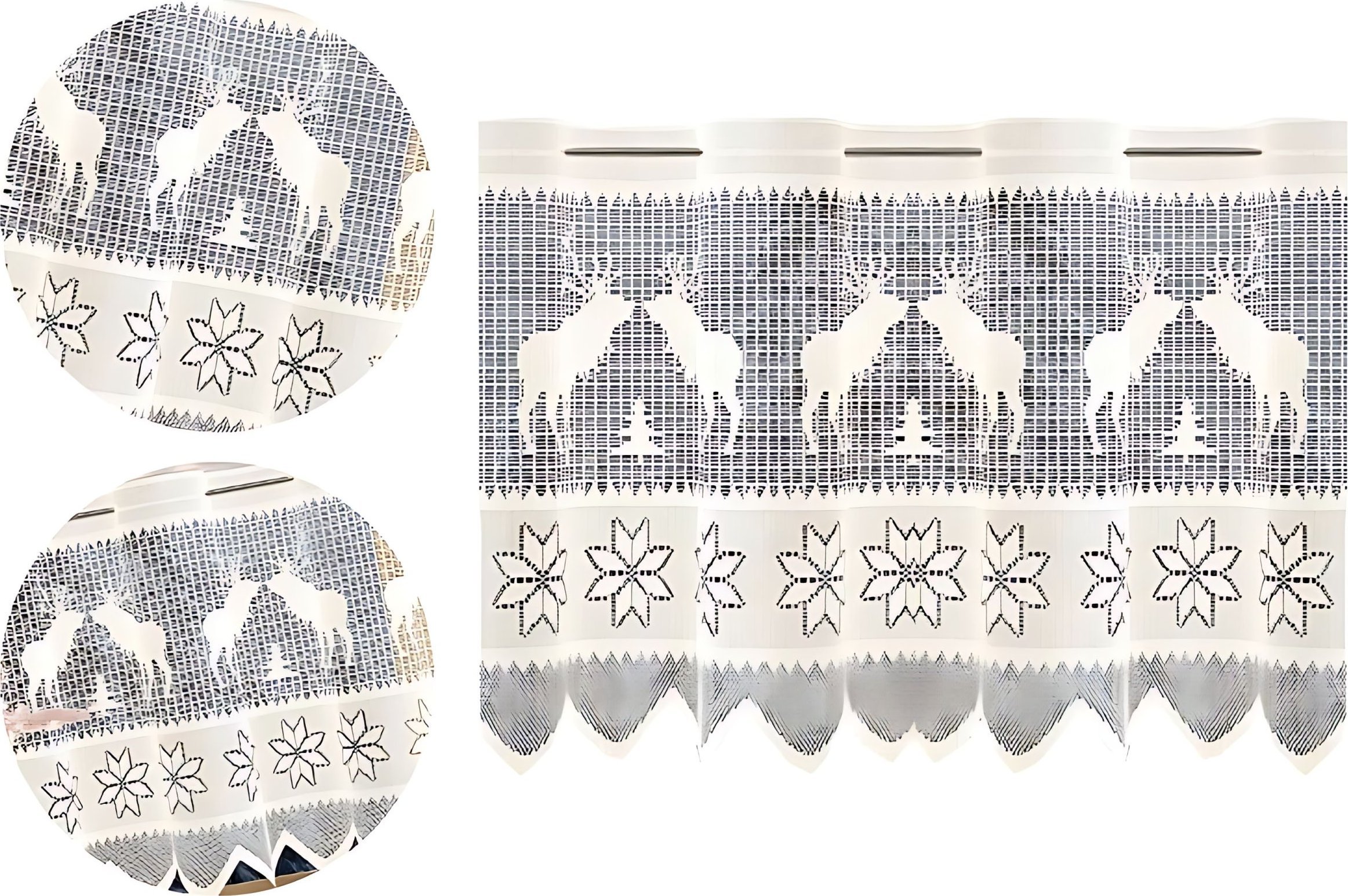 Firanka Kremowe Reniferki wysokość 30 cm DomoweTekstylia | WNR011 K30 | Święta Boże Narodzenie