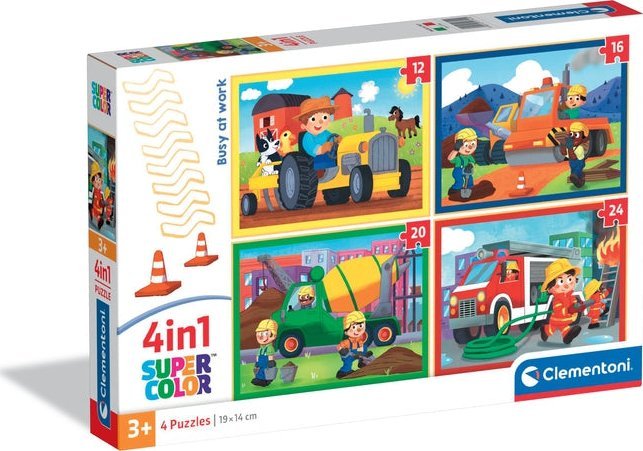 Clementoni Puzzle SuperColor 4w1 Busy at Work - łącznie 72 elementy (21741)