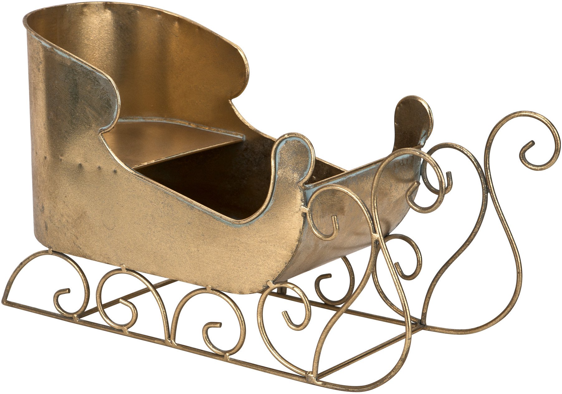 Ozdoba świąteczna Sanie Mikołaja duże złote 7766