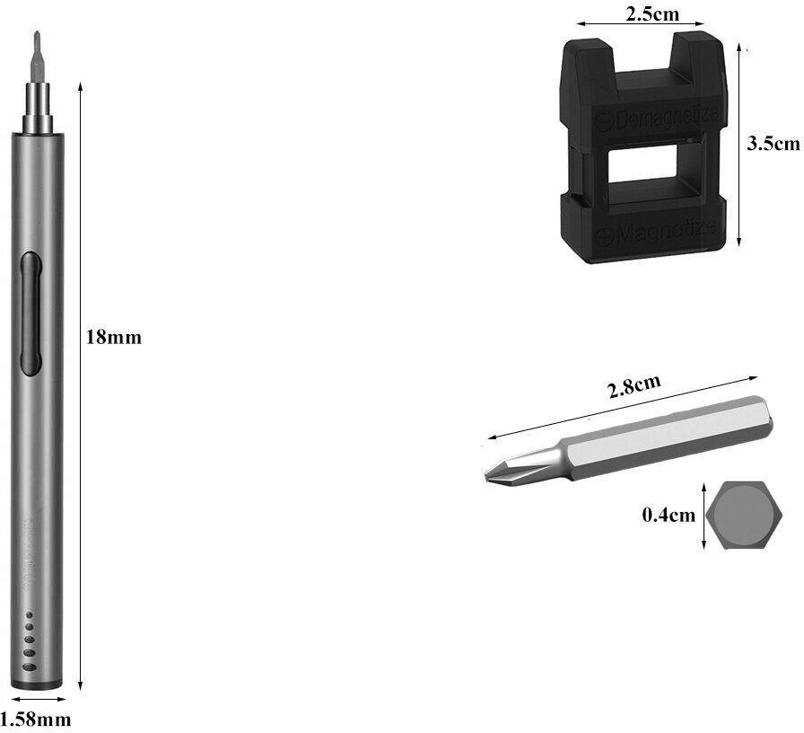 Wkrętak Precyzyjny Śrubokręt Aku Zestaw Bitów 23 Elementy Magnetyzer Bity