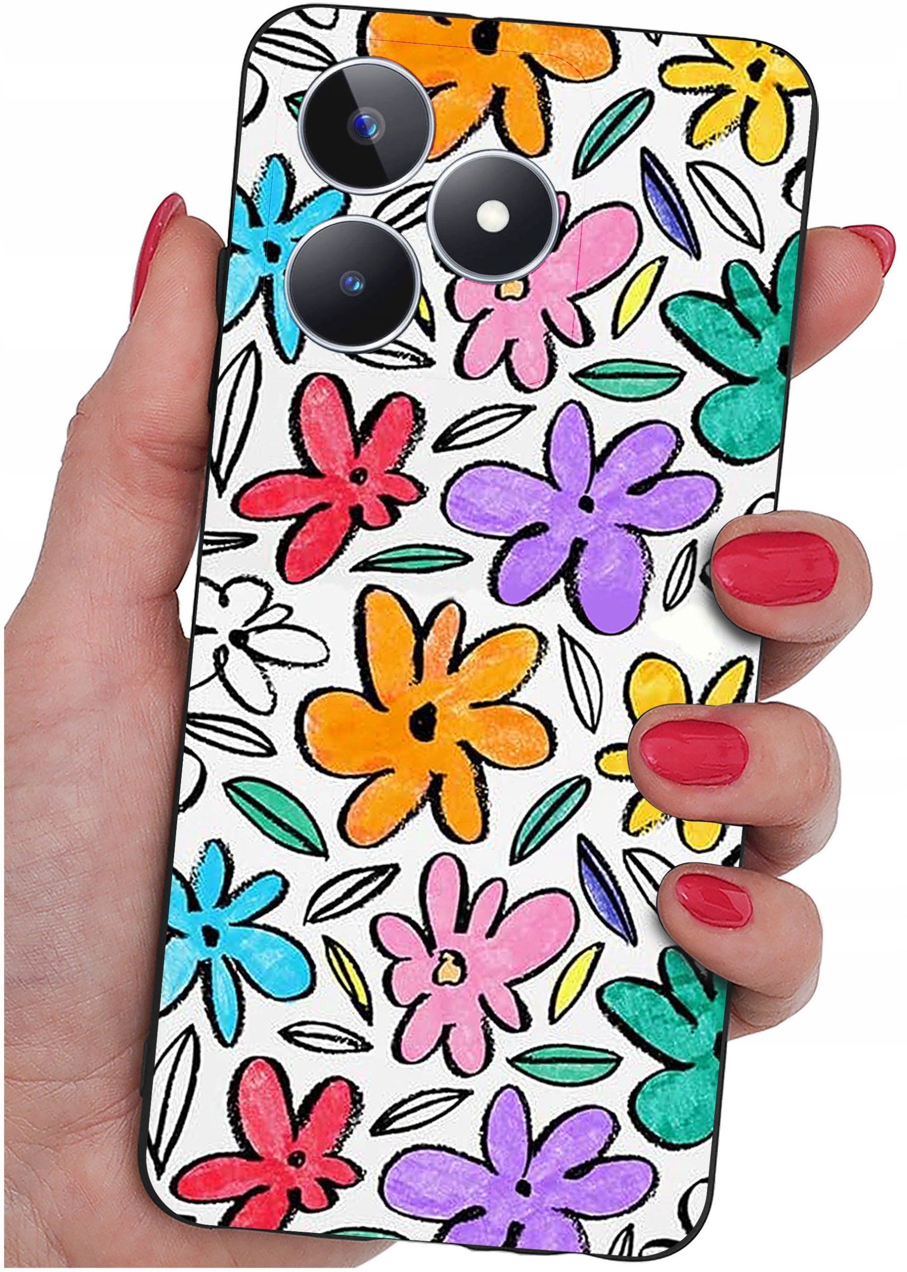 ETUI do Realme C51| C53 WZORY |SILIKONOWE MATT CASE + SZKŁO 9H