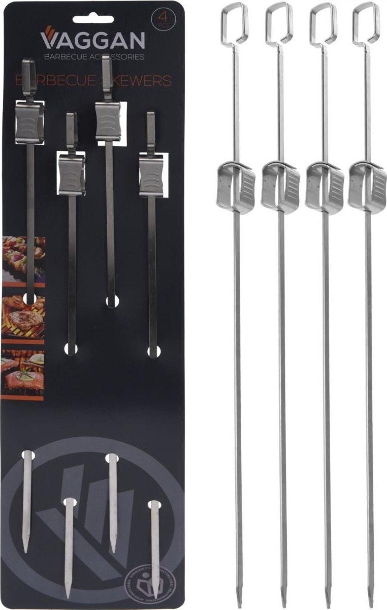 BBQ SZPIKULEC DO SZASZŁYKÓW 4SZT DŁ. 40,5CM STAL NIERDZEWNA