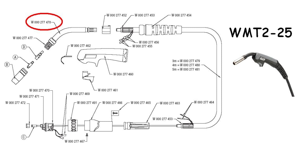 OERLIKON Fajka palnika WMT2-25A Weldline