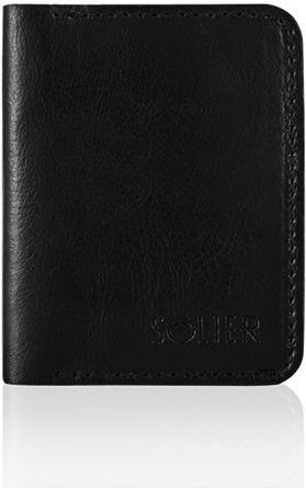 Solier Cienki skórzany męski portfel SOLIER SLIM CZARNY BROOKLYNN
