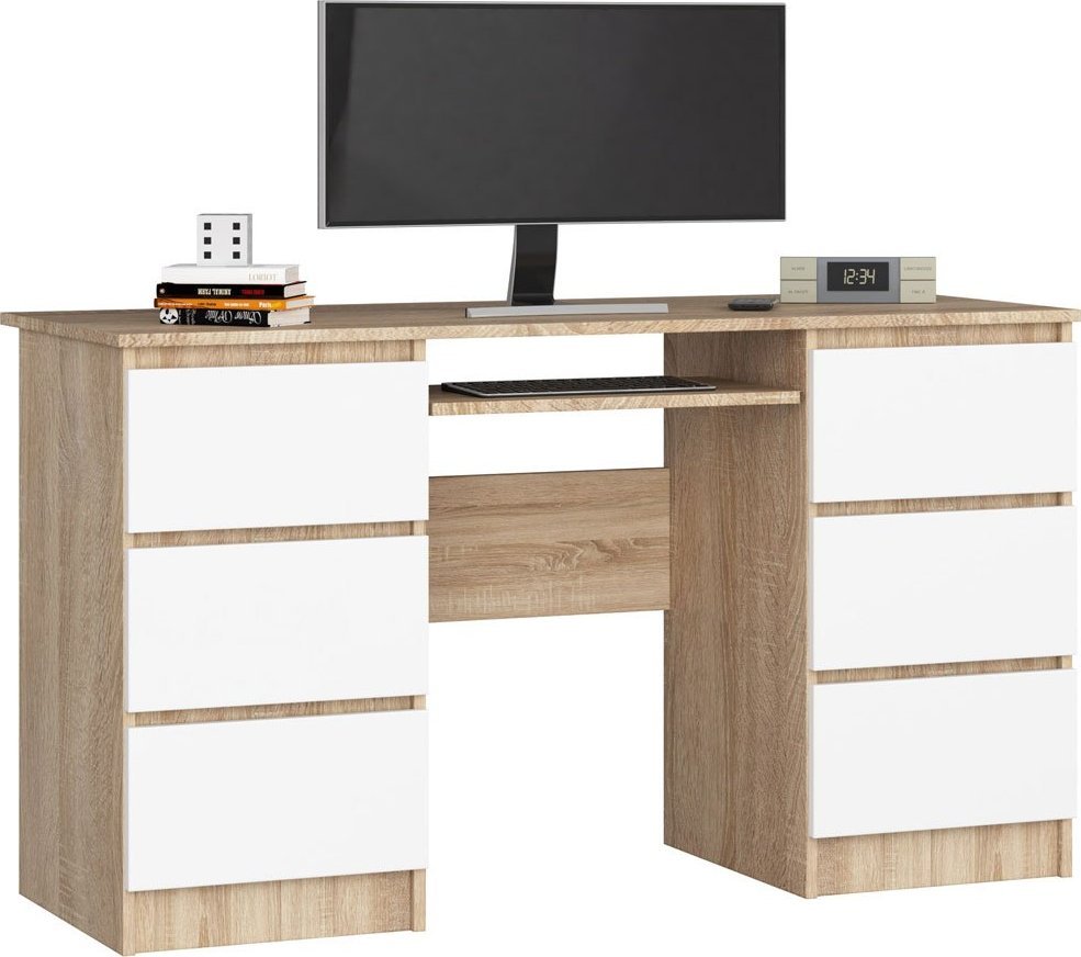 Elior Komputerowe biurko dla młodzieży dąb sonoma+biały - Abetti 2X