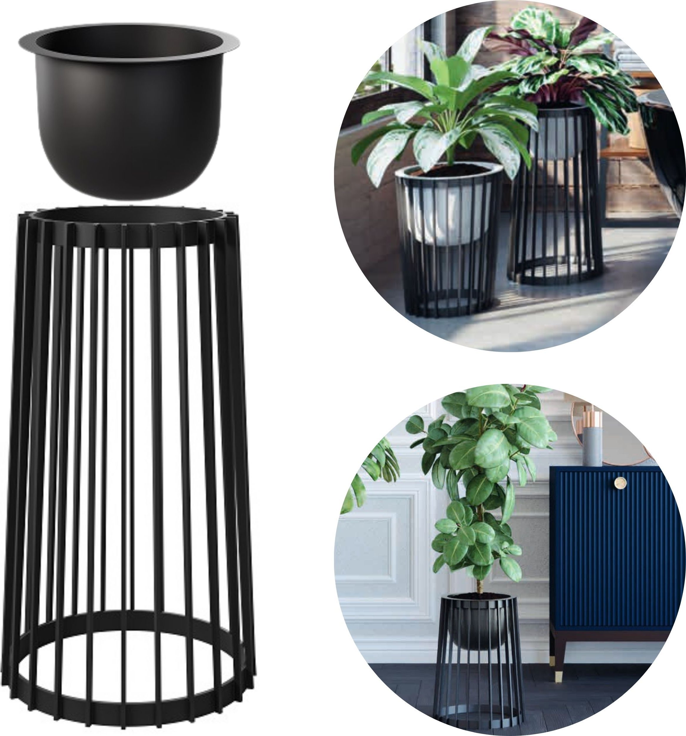 Kwietnik wysoki dwustronny Standy 54h Stojak na kwiaty + wkład wewnętrzny