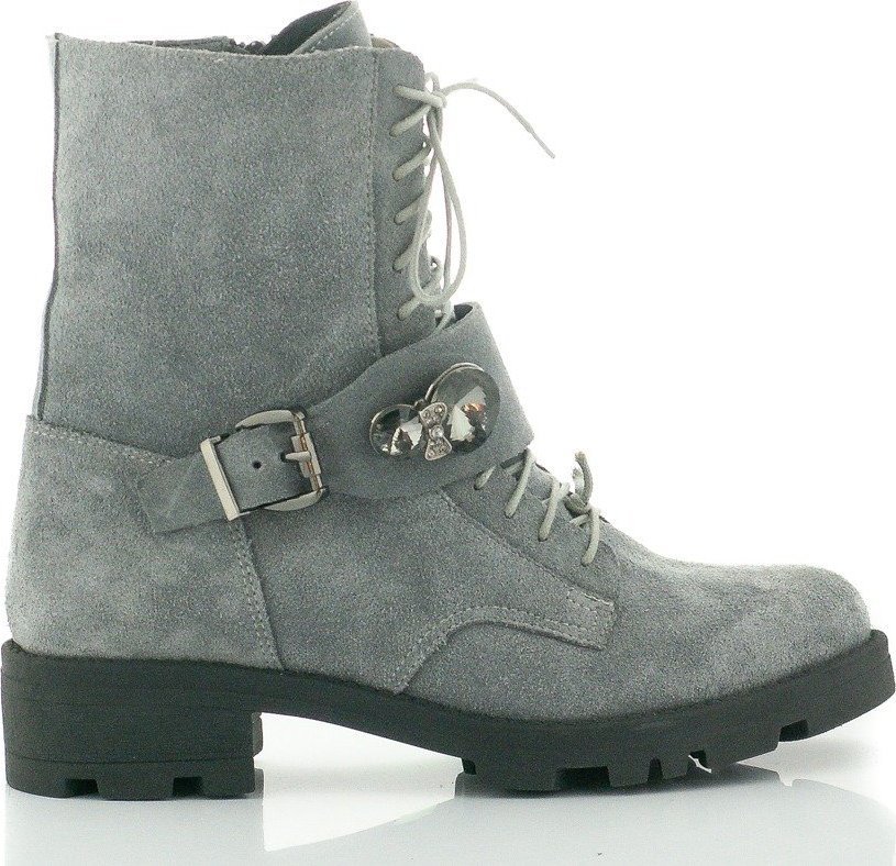 Wolski Workery skórzane zamszowe szare J. Wolski-37