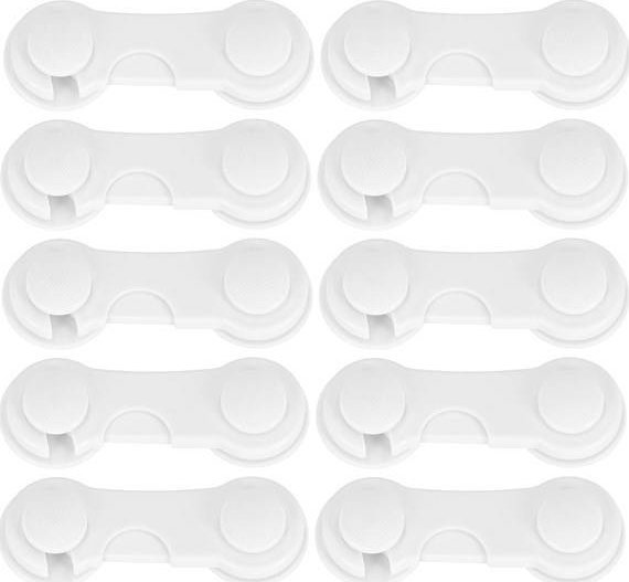 Springos Blokada szuflad, zabezpieczenie szafek, mebli 10 szt. białe UNIWERSALNY