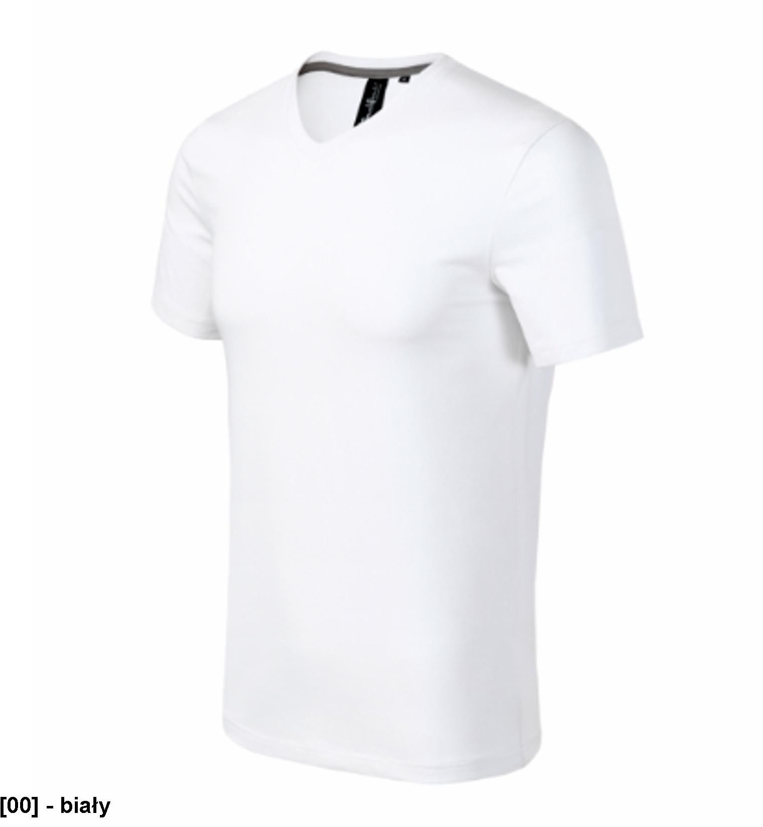 Action V-neck - ADLER - Action V-neck - Koszulka męska, 180 g/m2, 95 % bawełna, 5 % elastan - biały M