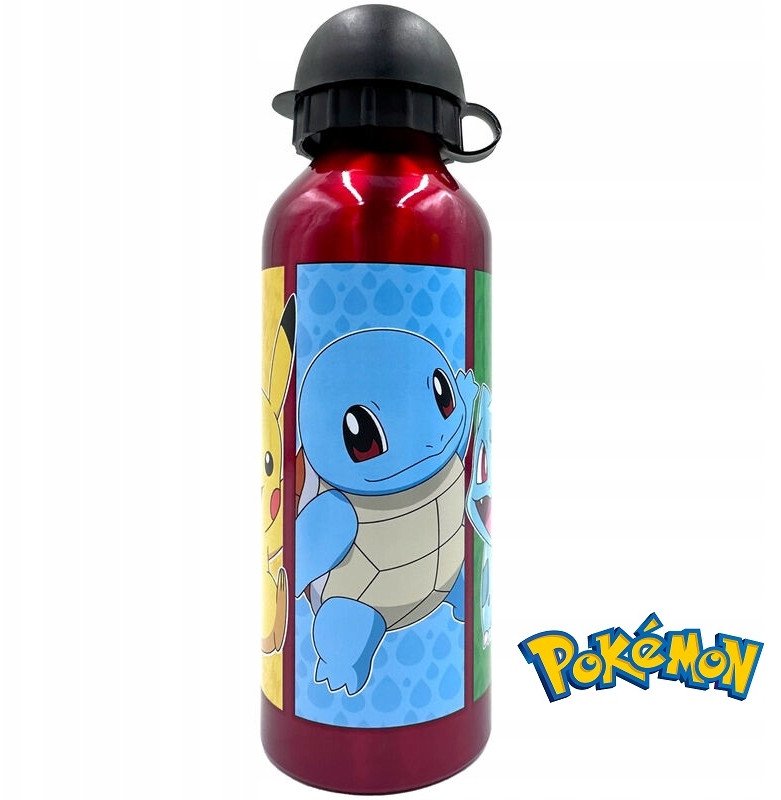 Butelka aluminiowa / bidon / korek niekapek / Pokemon / czerwona