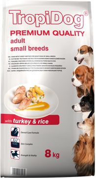 TropiDog Indyk z ryżem TropiDog Premium Adult Small Breeds 8kg
