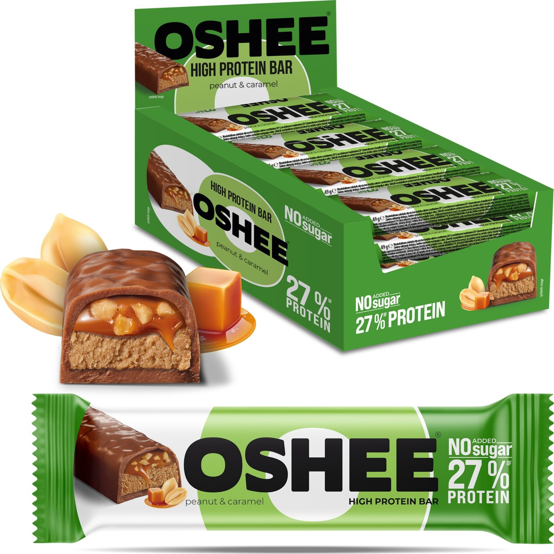 Oshee 12x Baton proteinowy OSHEE orzechy i karmel 49g