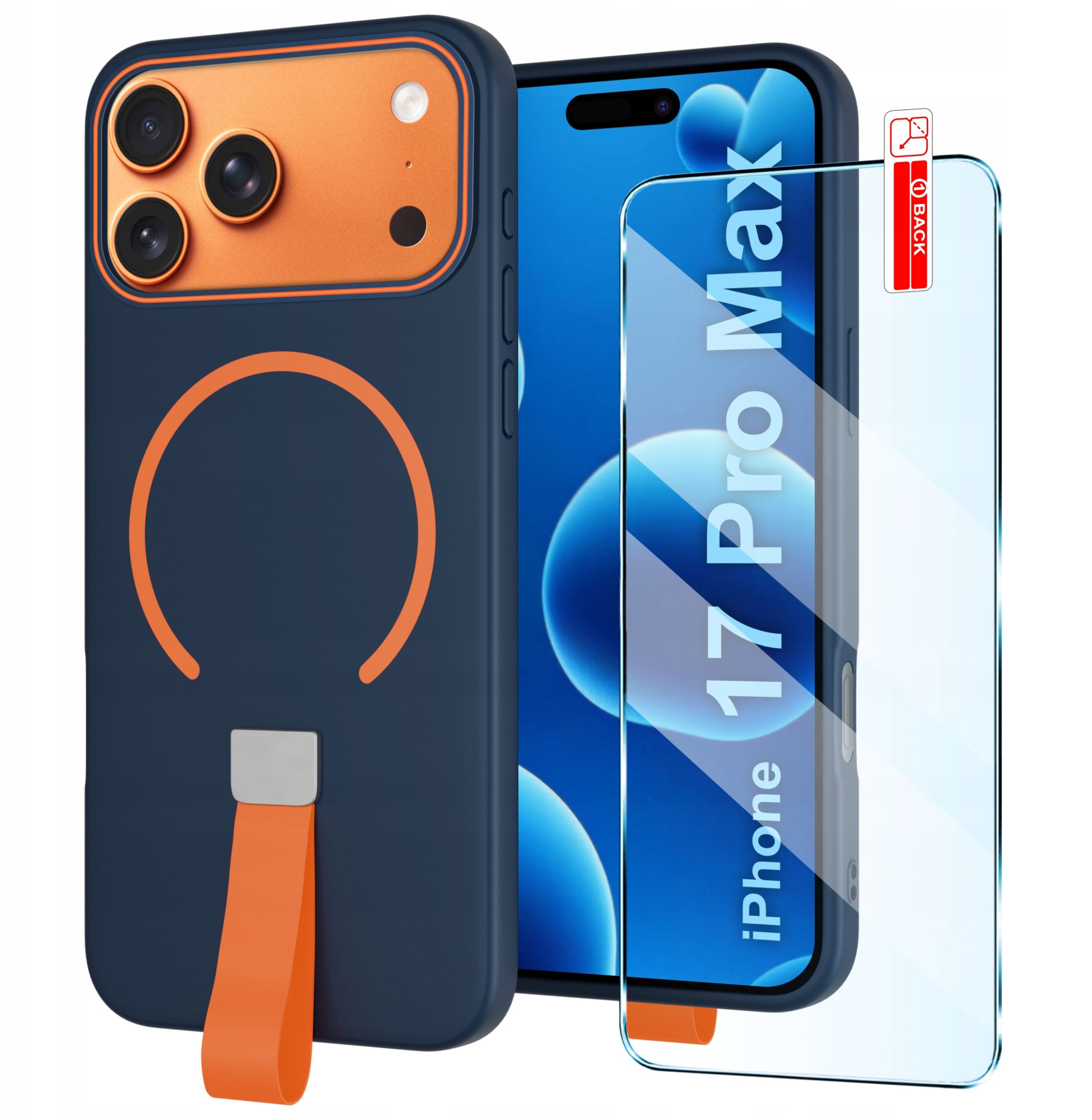krainaGSM Etui z Paskiem na palec Matowe do iPhone 17 Pro Max | do MagSafe +Szkło