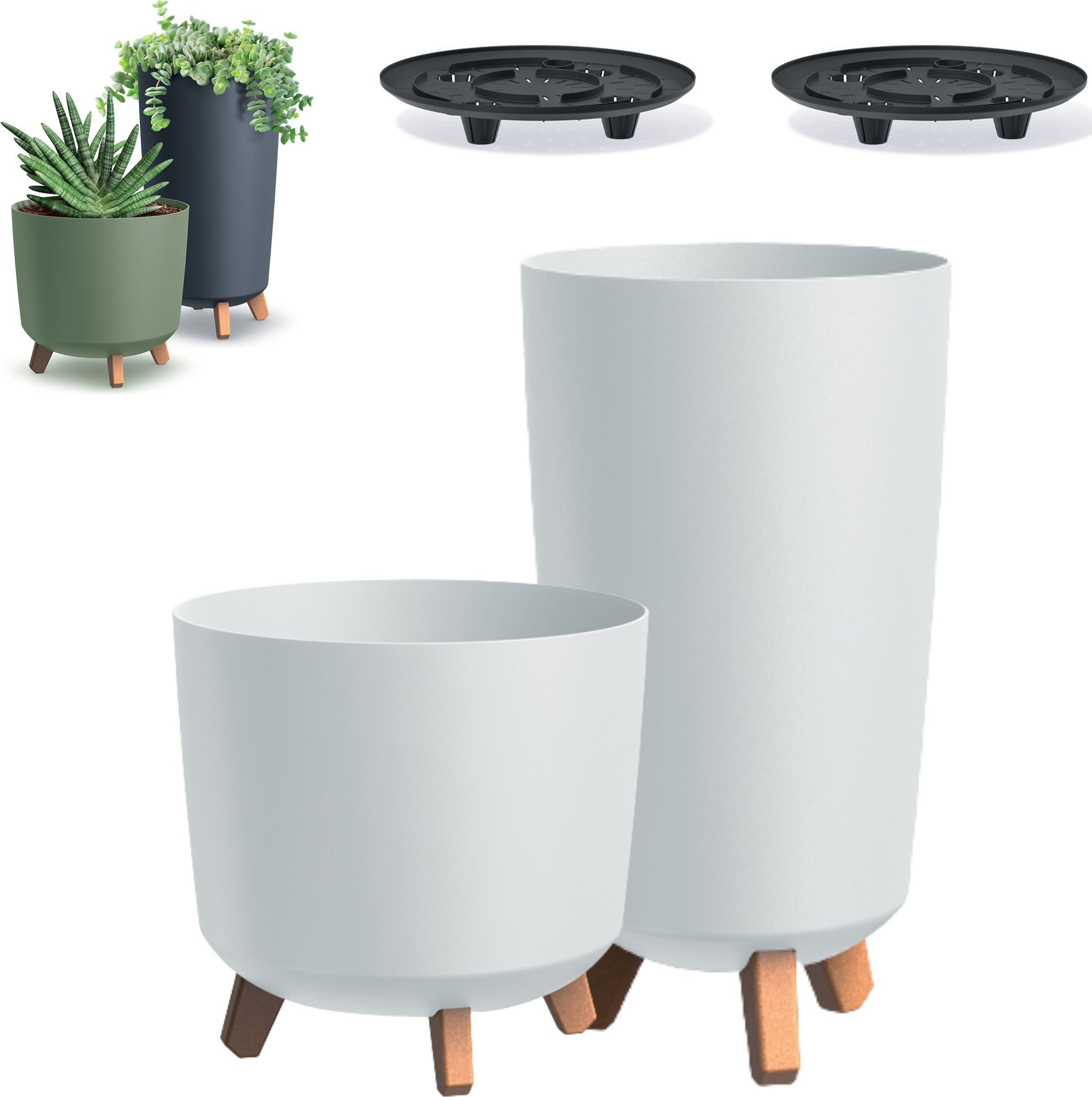 Prosperplast 2x Doniczka okrągła na nóżkach GRACIA DGTL200 + DGTL300L