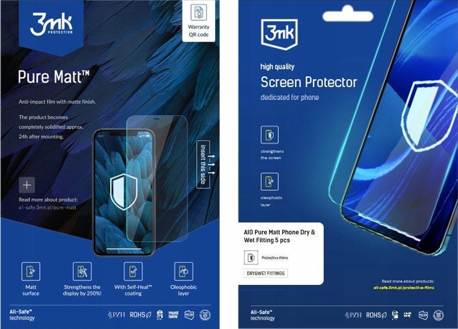 3MK 3mk All-Safe - AIO folia Pure Matt Phone Dry & Wet Fitting, 5 ks
