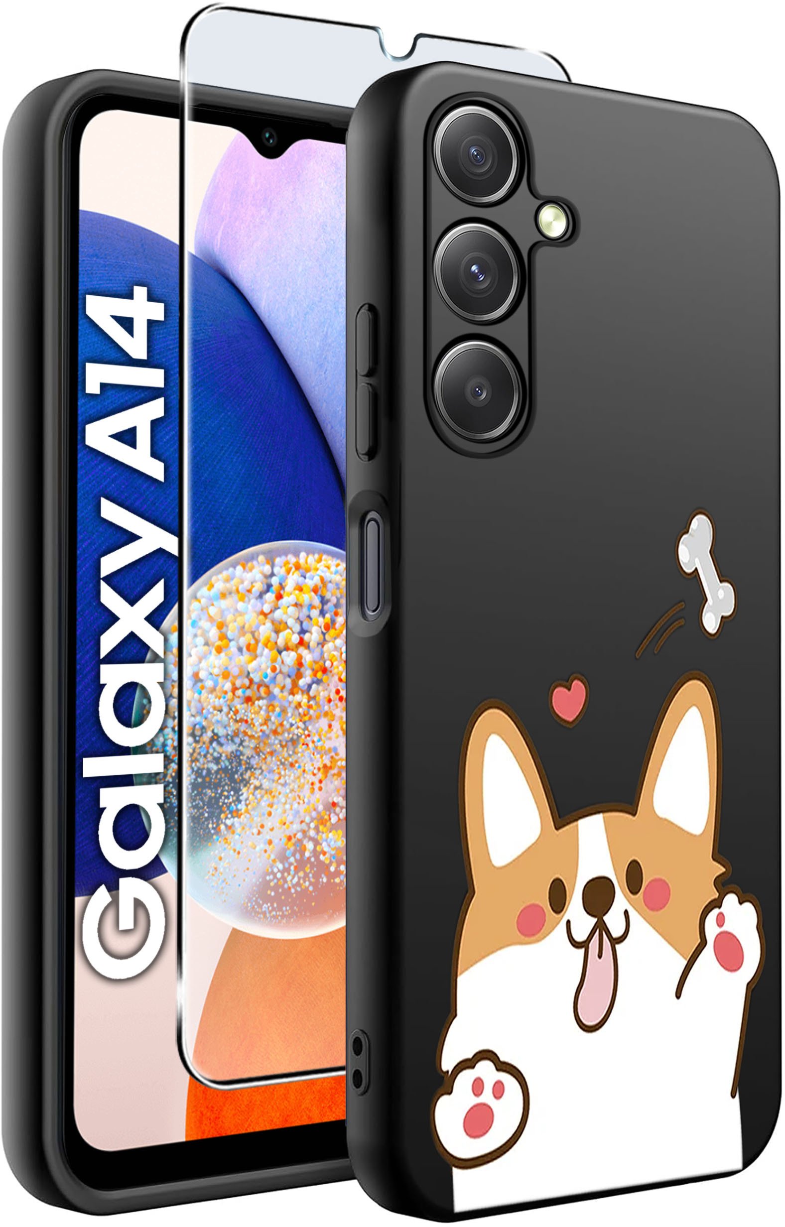 ETUI do Samsung A14 5G WZORY | SILIKONOWE MATT CASE + SZKŁO HARTOWANE 9H