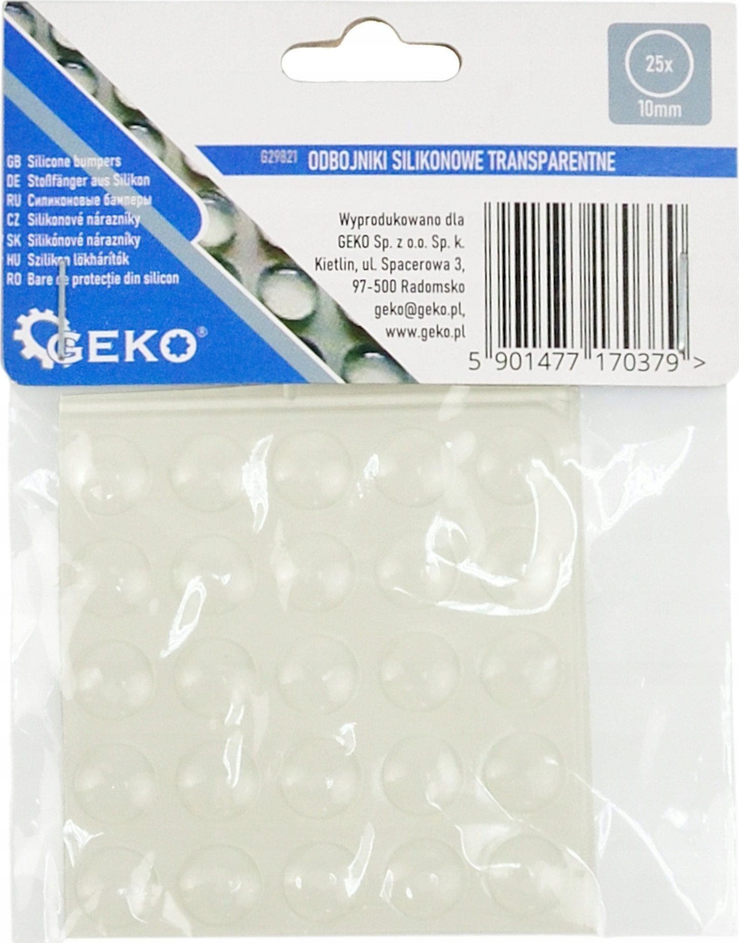 Geko Odbojniki silikonowe transparentne – okrągłe pod meble 10mm 25szt (25/250)