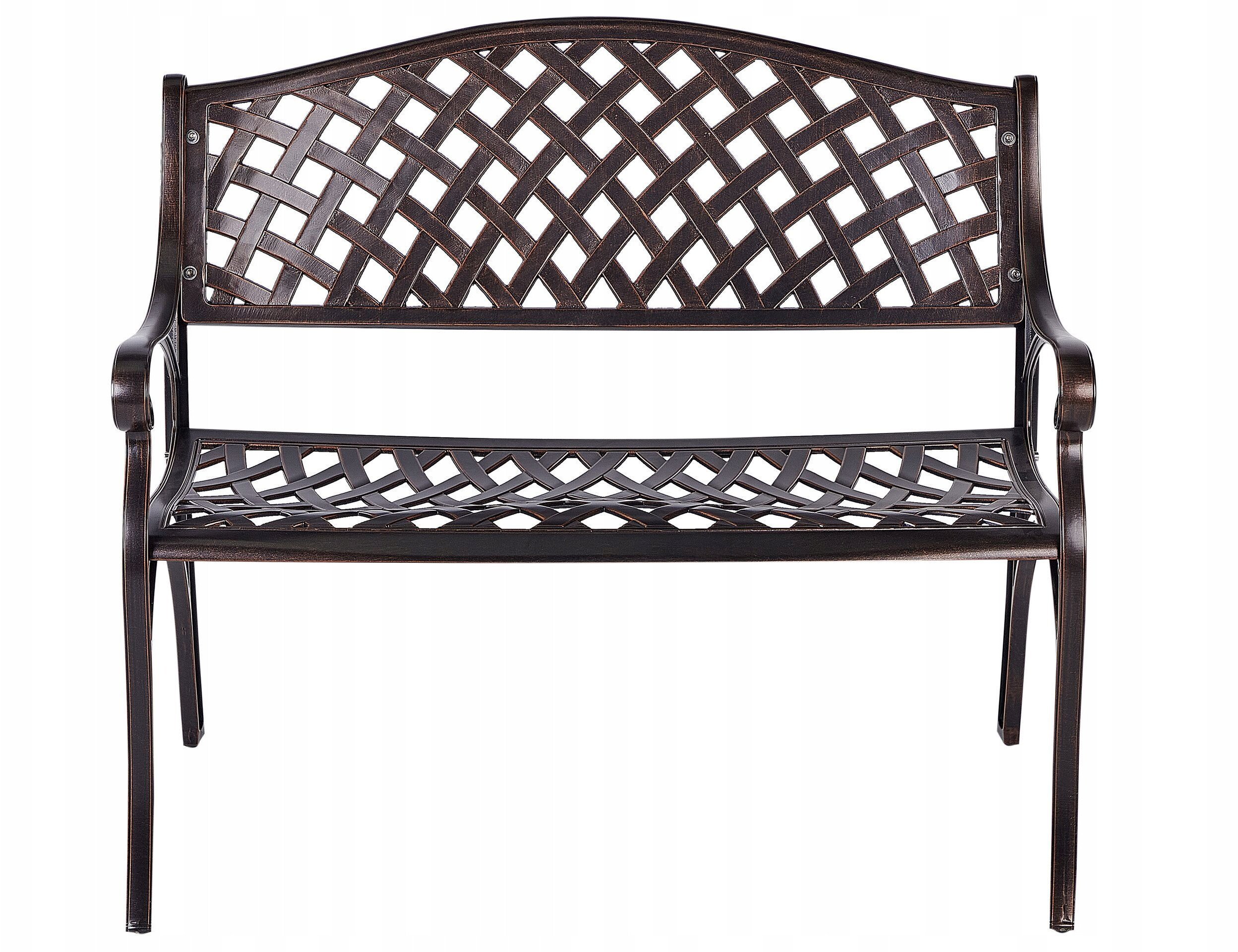 Beliani Ławka ogrodowa STAGGIA 104 cm Metal Brązowy