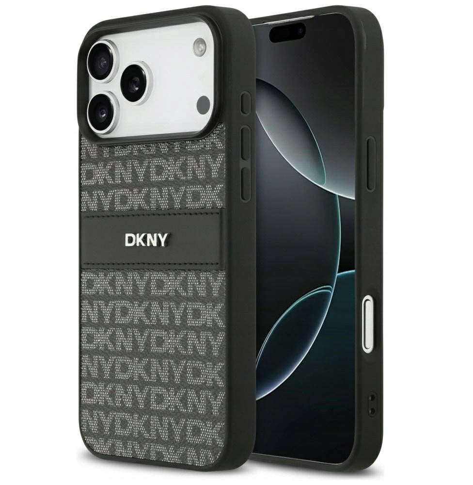Etui DKNY Repeat Texture Pattern with Tonal Stripe do iPhone 17 Pro Max czarny