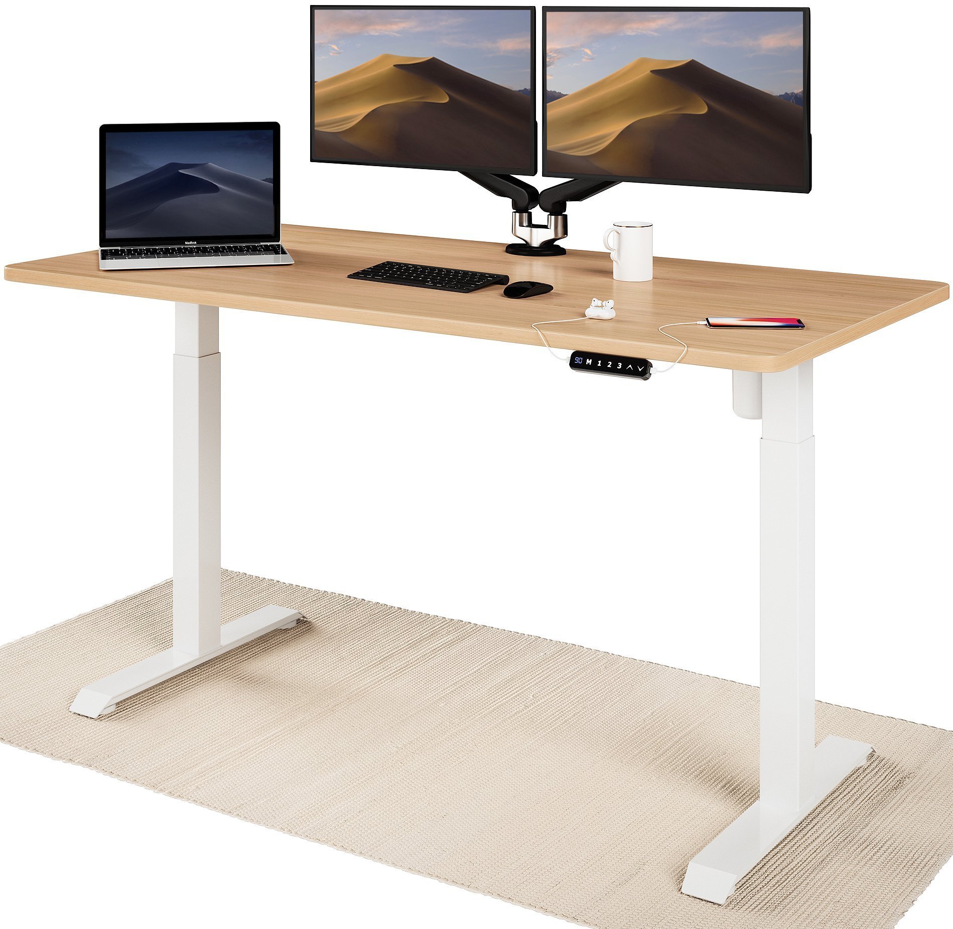 Blat biurka, D�b, 120x75x1,8 cm, laminowana p�yta wi�rowa, Powerton