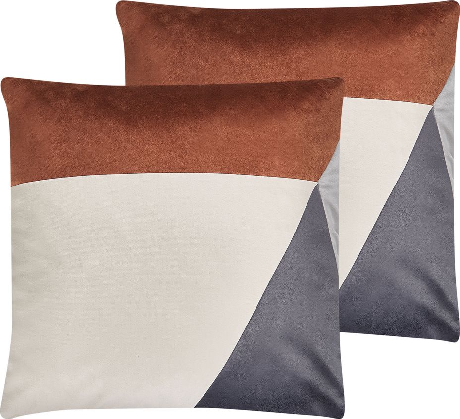 Shumee Zestaw 2 welurowych poduszek dekoracyjnych wzór geometryczny 45 x 45 cm wielokolorowy CAMPSIS