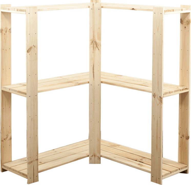 Wamar-Sosenka MAXI Regał Narożny Drewniany 115x85x30 cm 3 Półki ażurowe Surowy Drewno sosnowe Naturalny MAXI-3ZA / Wamar-Sosenka