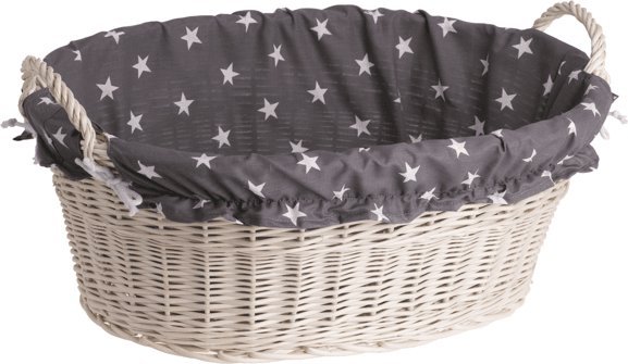 Kosz na pranie WickerPL Wiklinowa Wanienka Wybielana kosz na pranie z Obszyciem 60x44 H23 cm