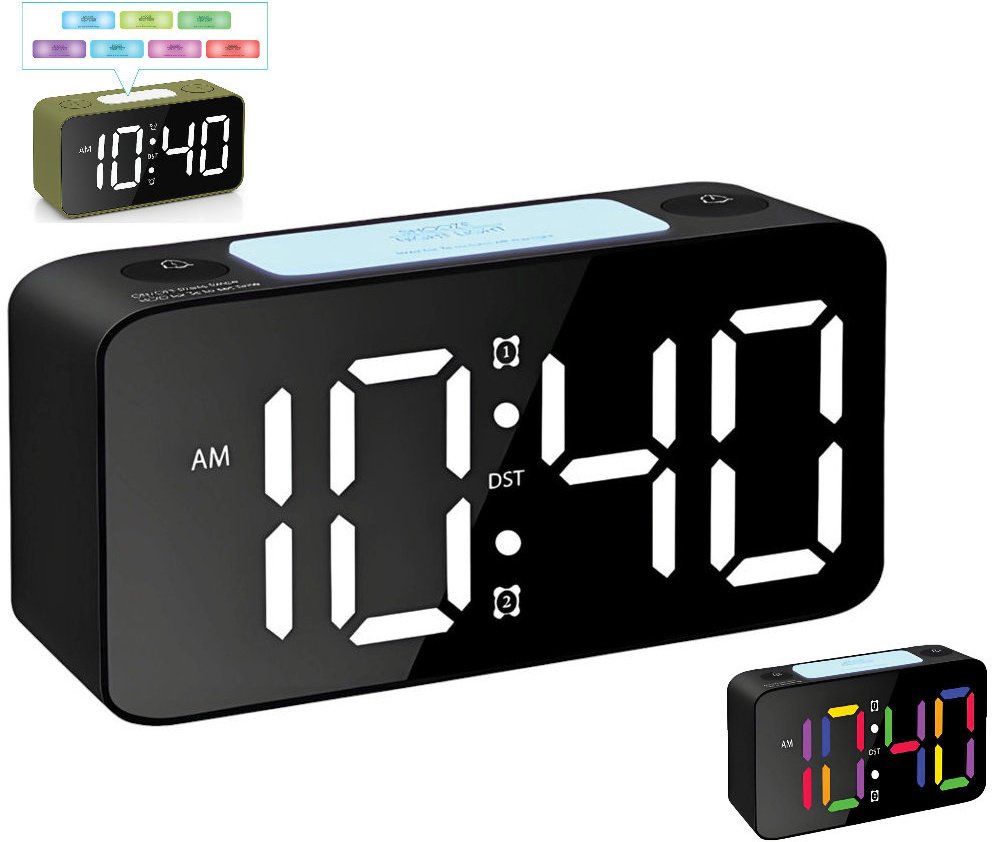 JVD Zegar budzik sieciowy LED SB2020.3 kolorowy podświetlenie 16,5x8 cm