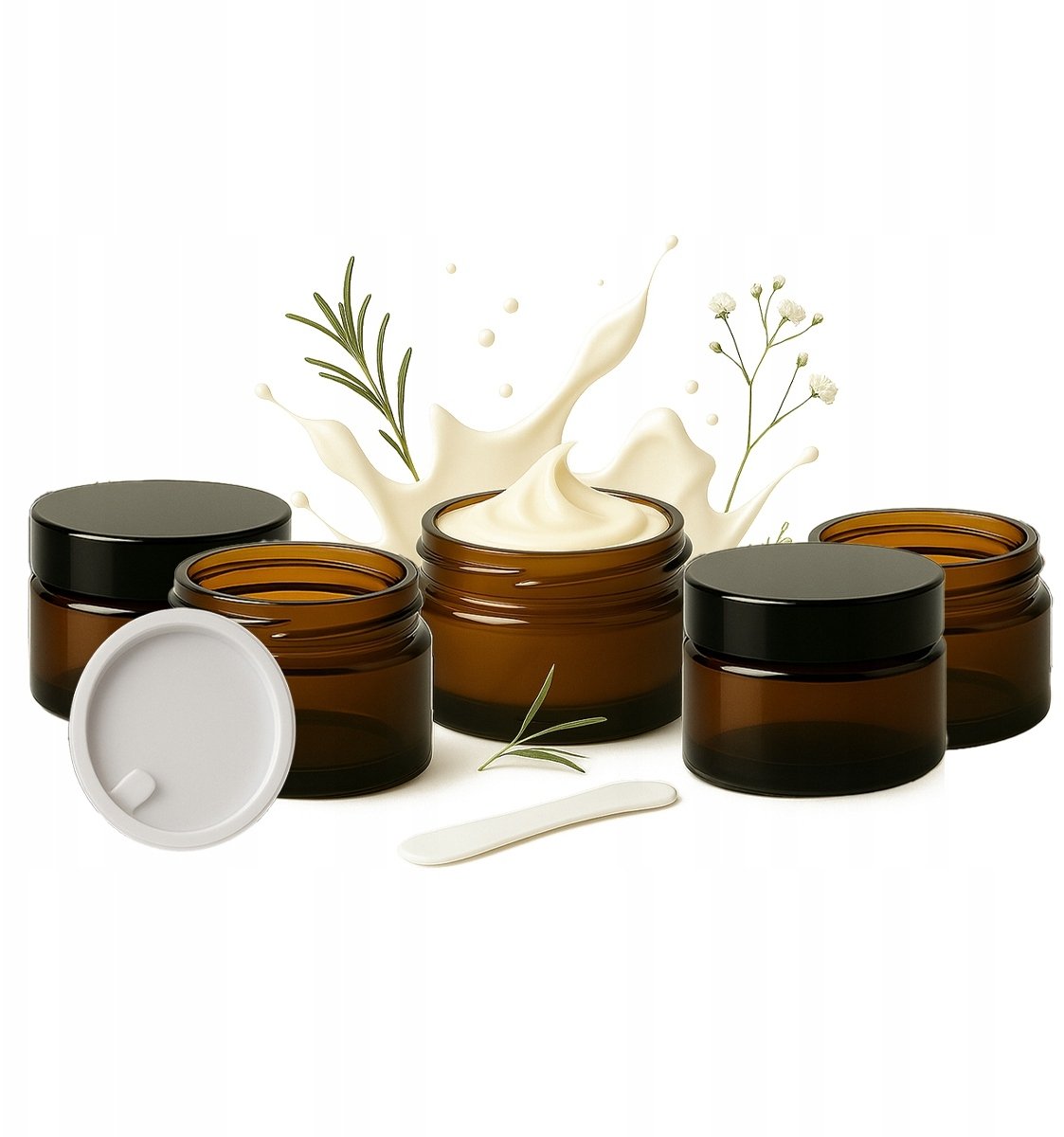 5x Słoik Szklany Brązowy z Ciemnego Szkła 20g 20ml na Krem Kosmetyki Próbki