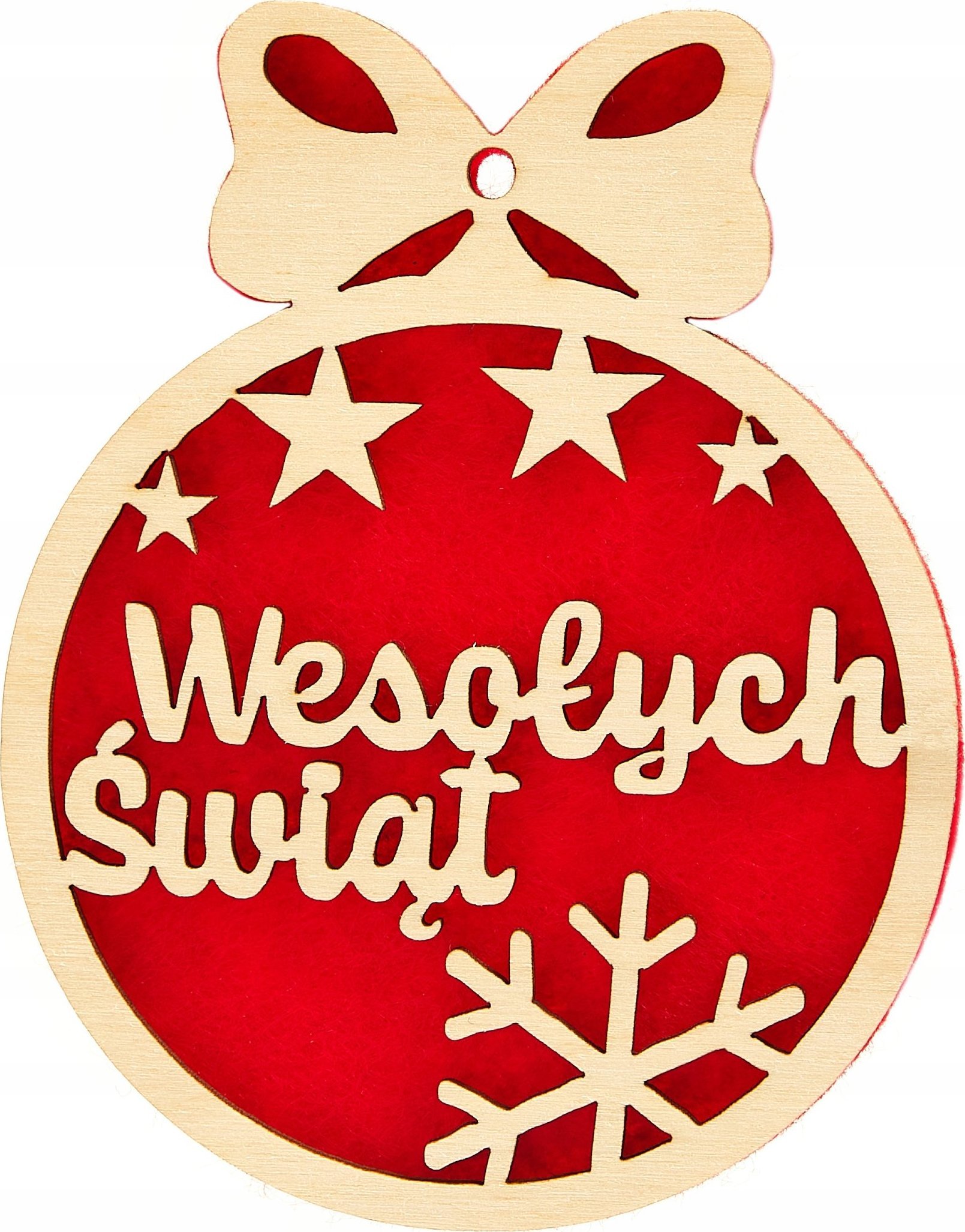 Techrebal BOMBKA DREWNIANA Z ŻYCZENIAMI NA CHOINKĘ PREZENT