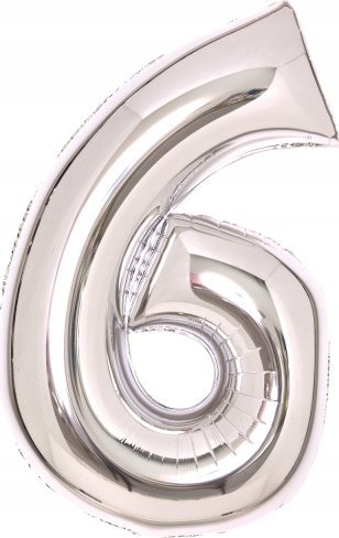 AMSCAN Balon foliowy cyfra 6 srebrna 46x66cm 9913231