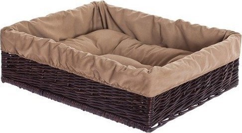 WickerPL Bran WIKLINOWE PROSTOKĄTNE LEGOWISKO DLA PSA Z PODUSZKĄ 60X50 H18 CM
