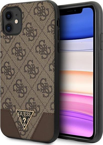 Guess GUHCN61PU4GHBR iPhone 11 6,1 brązowy/hardcase 4G Triangle Collection