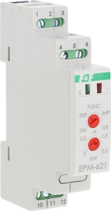 Przekaźnik prądowy F&F EPM-621 16A 1NO/NC 80-265V AC kontrola kierunku poboru energii 0-2kW na szynę DIN