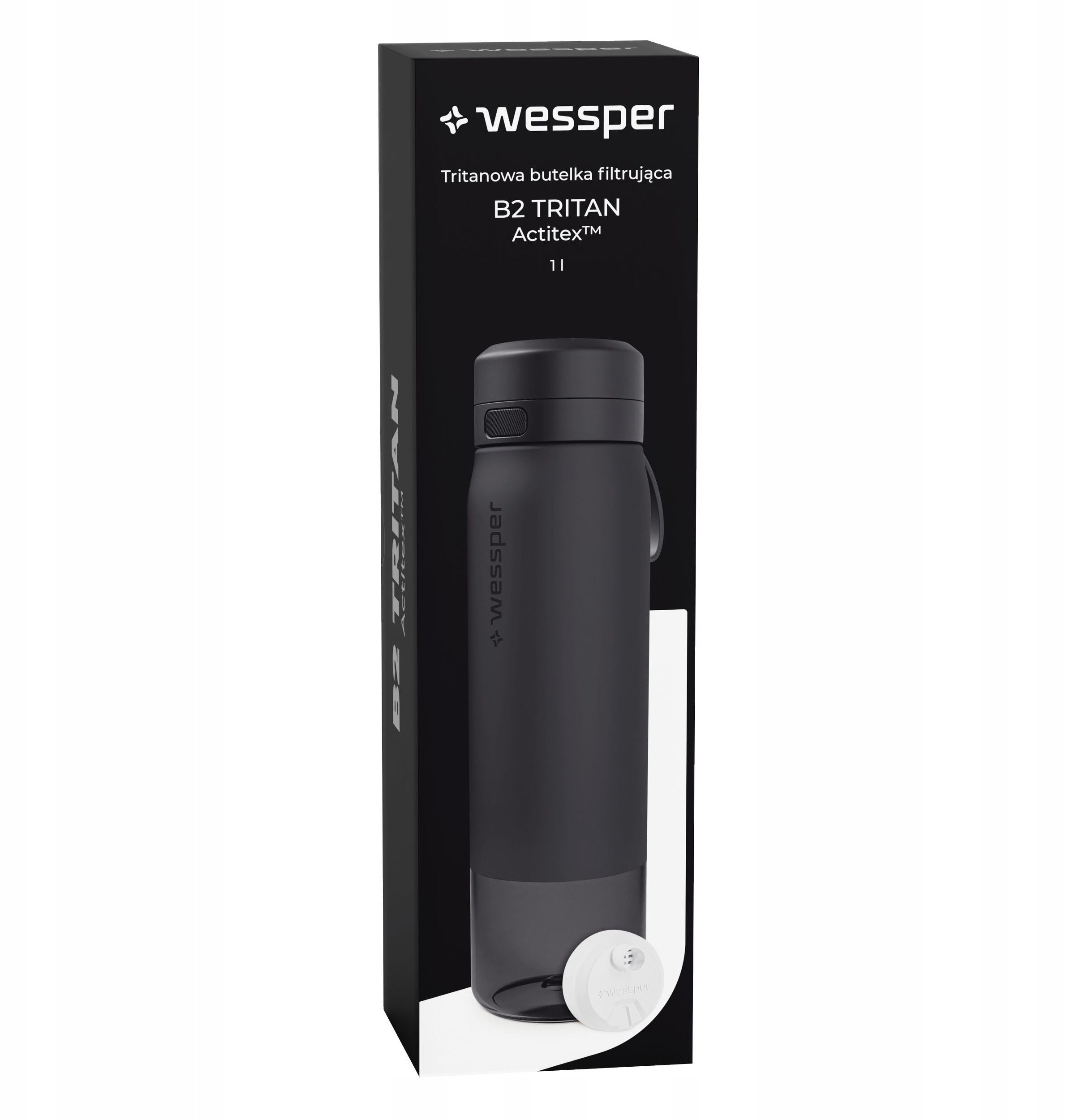 Butelka filtrująca Wessper B2 TRITAN Actitex™ 1000ml Black (WES273-1000-BK_K)