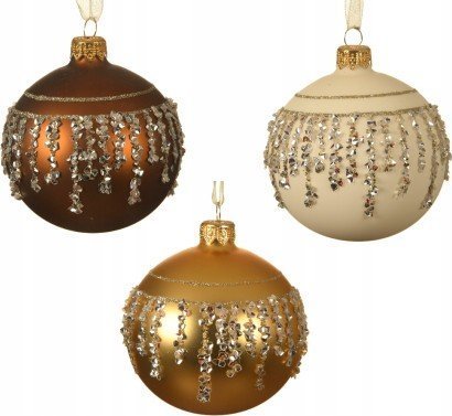 Kaemingk Bombka świąteczna zdobiona brokatowa 8 cm