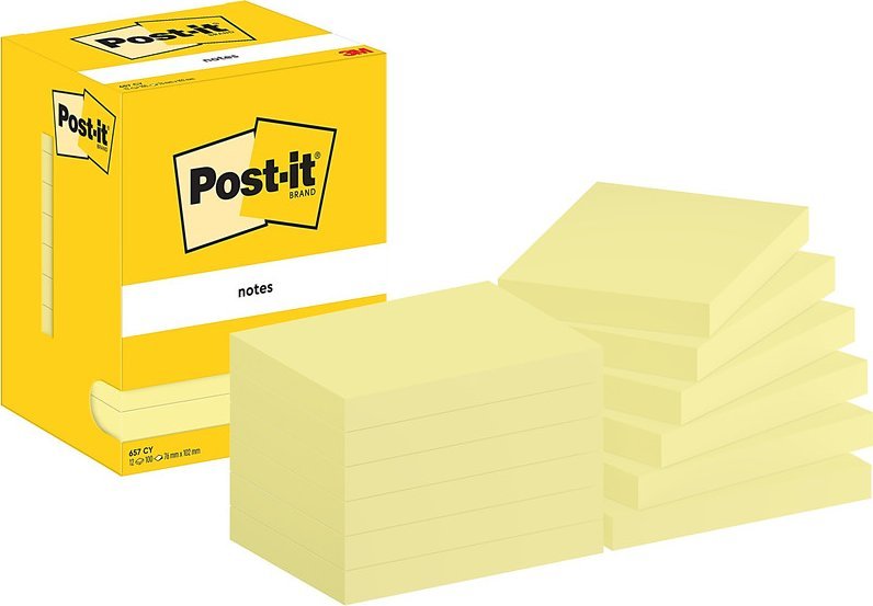Post-it Karteczki samoprzylepne POST-IT® (657), 102x76mm, 12x100 kart., żółte