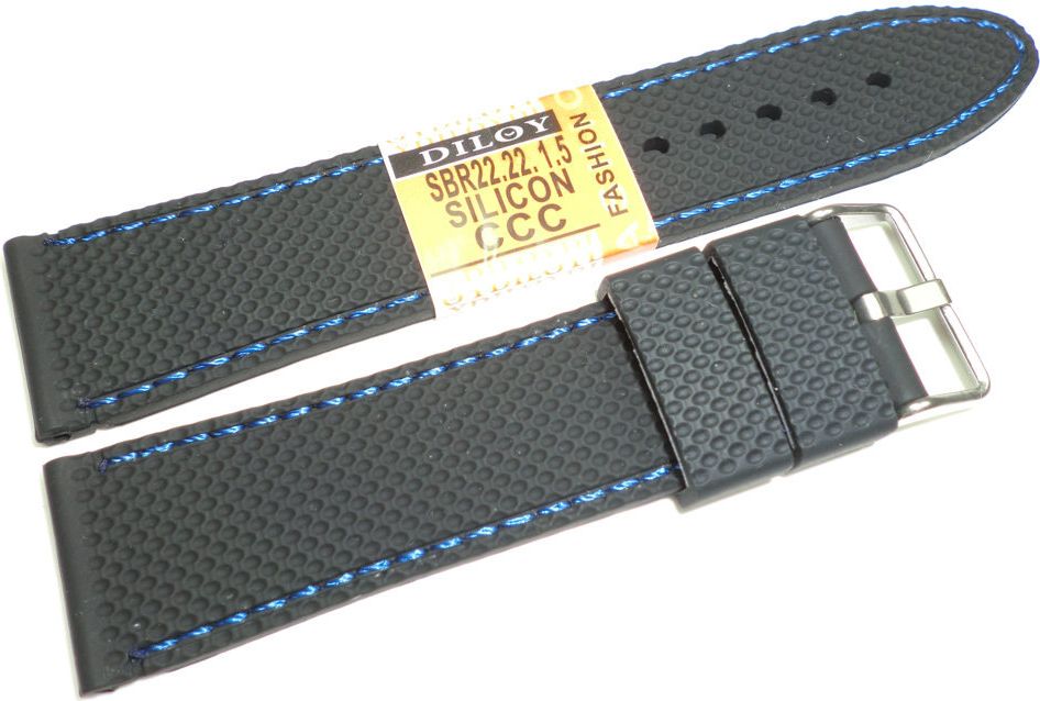 Diloy Silikonowy pasek do zegarka 22 mm Diloy SBR22.22.1.5