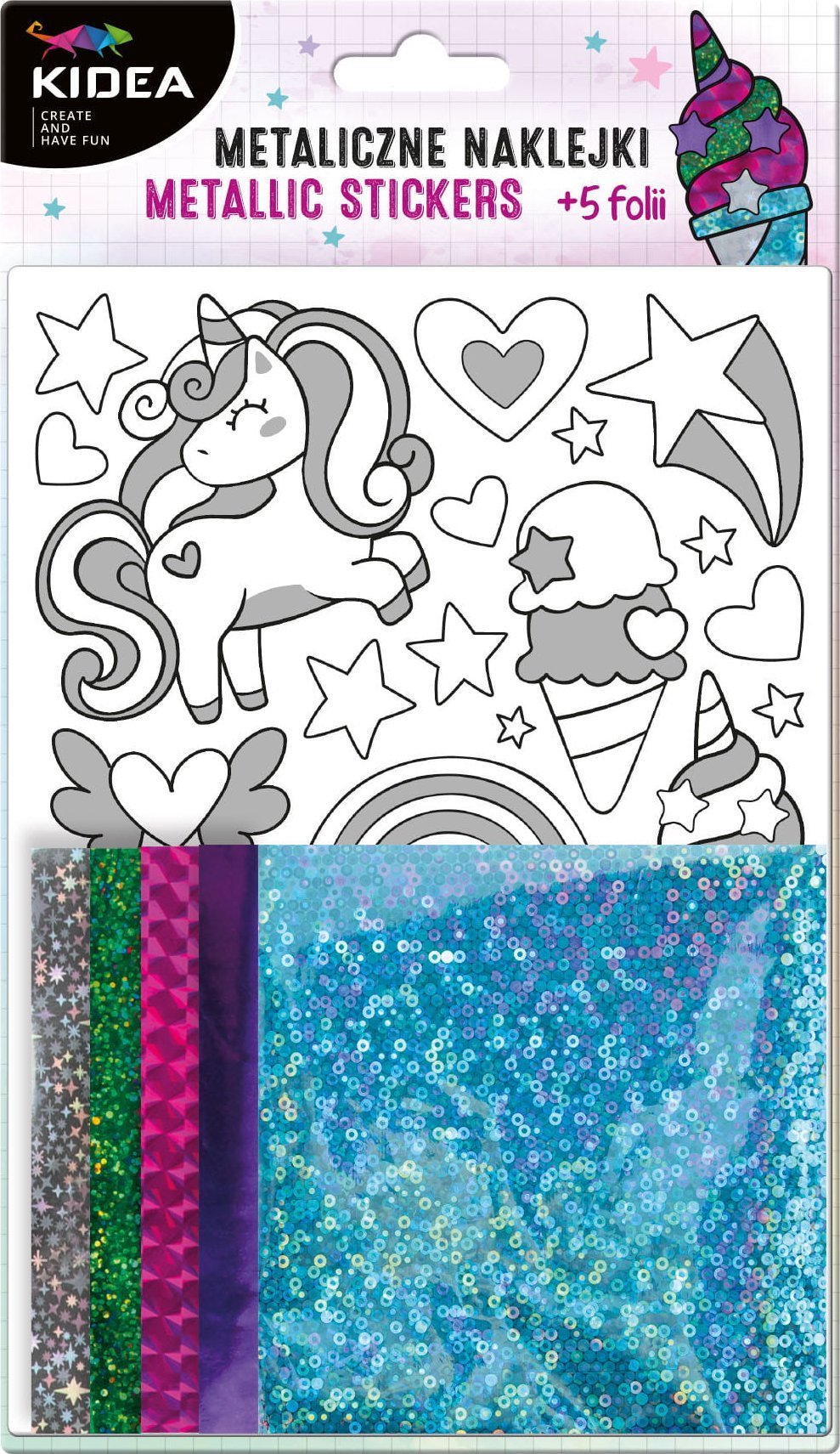 Derform ZEST KREAT NAKLEJKI UNICORN METALC DERF KIDEA