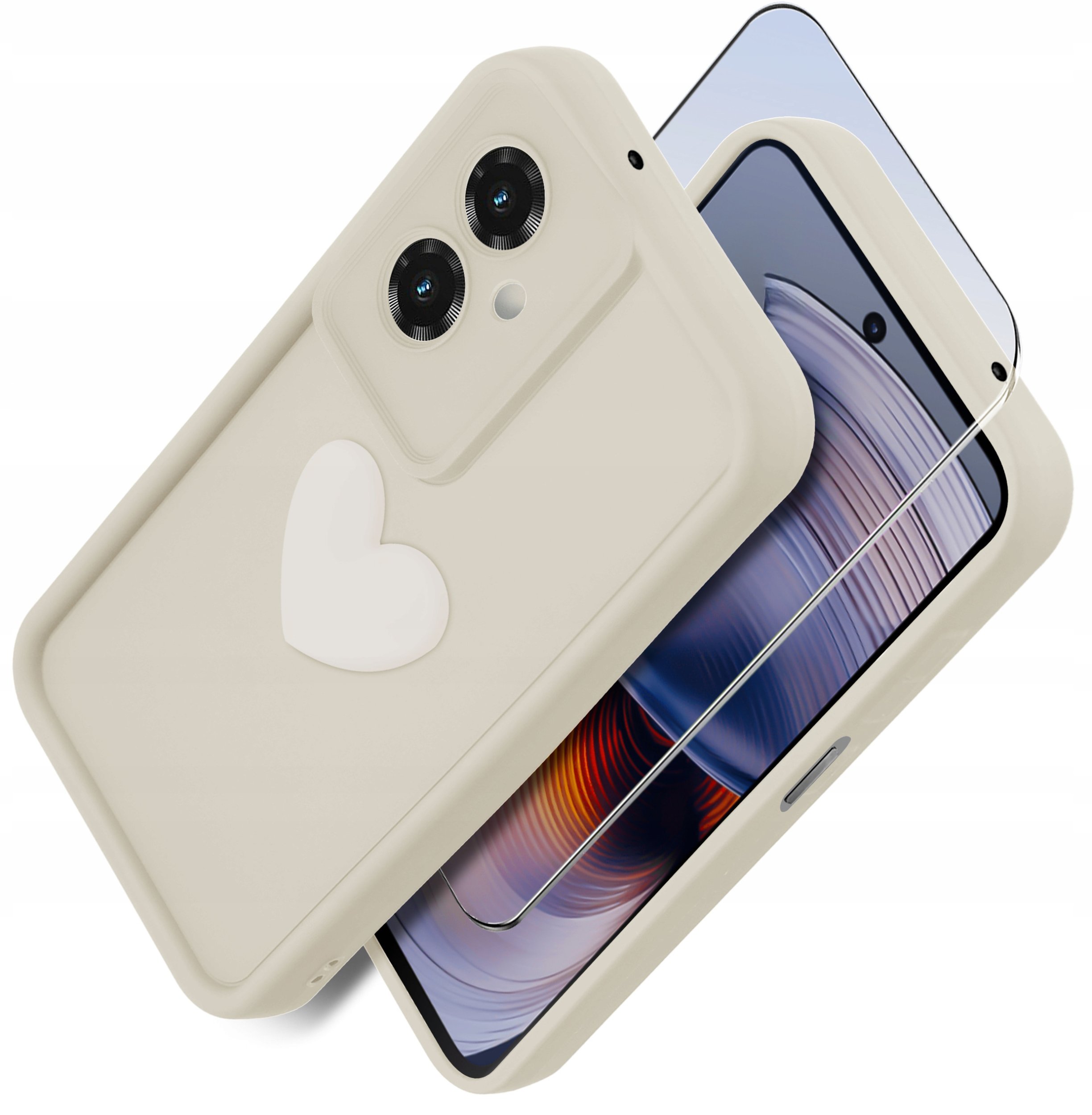 Etui do Motorola Moto G55 5G silikonowe MATOWE serce + Szkło na ekran