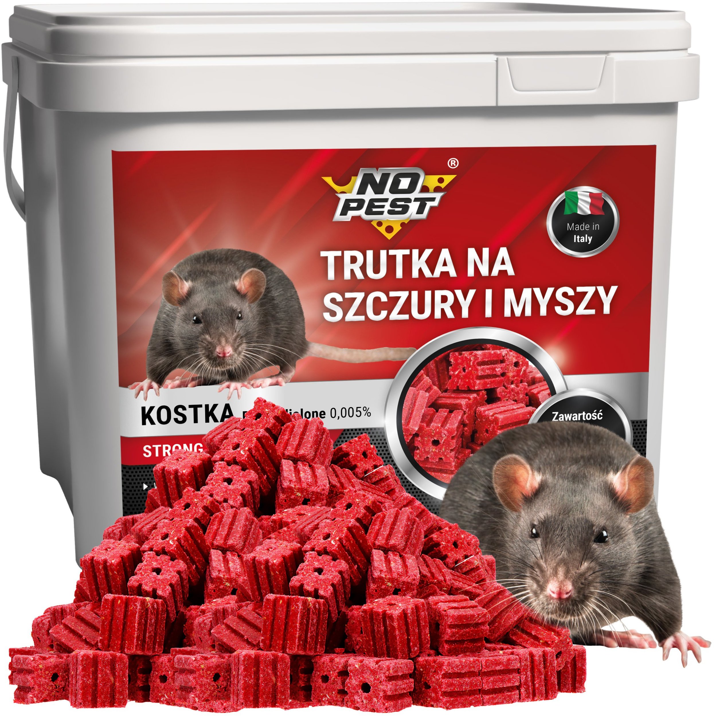 Trutka Trucizna Środek na Myszy Szczury Gryzonie 5kg Czerwona Kostka Bromadiolone Przeciw Myszom Szczurom