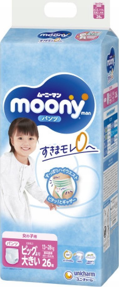 Moony Girs Diapers Pants Type UNICHARM ''MOONY''