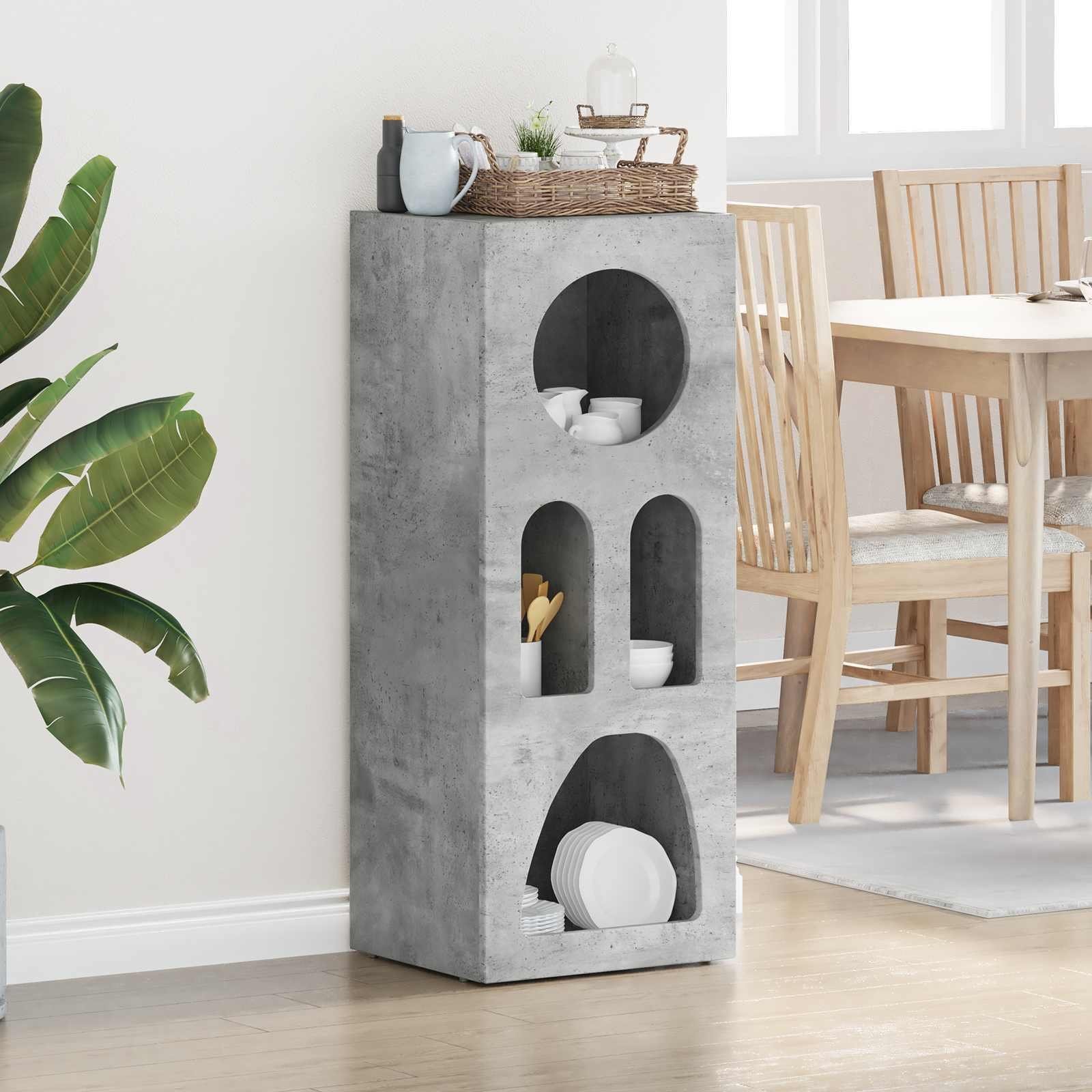 vidaXL Szary betonowy bufet 40 x 35 x 100.5 cm, Materiał drewniany