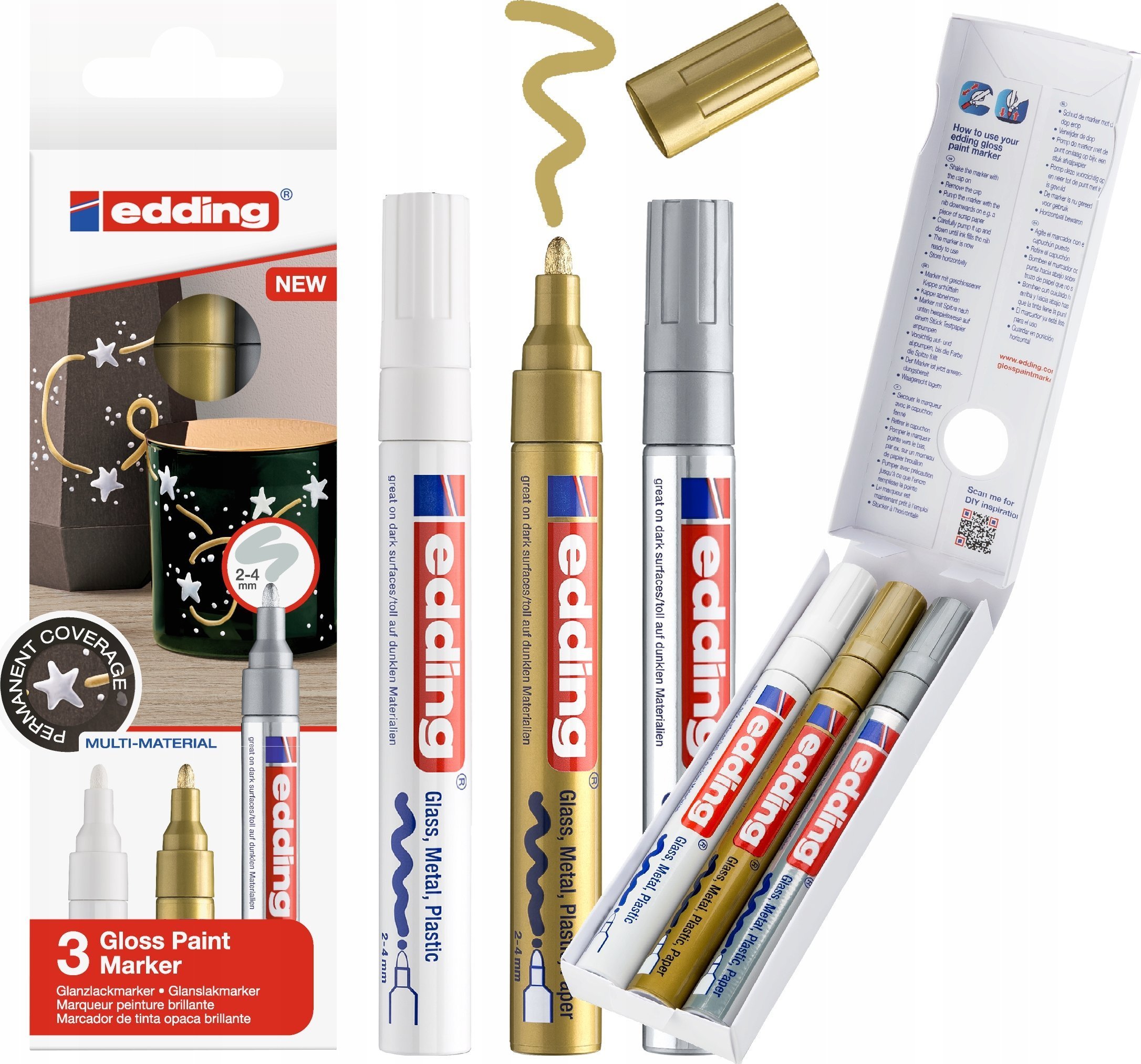 Edding Marker olejowy połyskujący e-750 2-4 mm 3szt mix